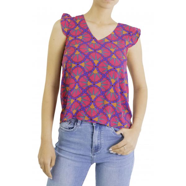 Maglia fantasia con volant Only
